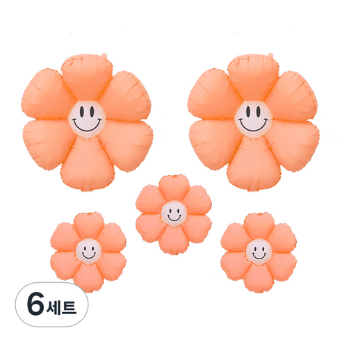 피앤비유니티 무광마카롱 스마일 데이지풍선 세트, 12, 6세트