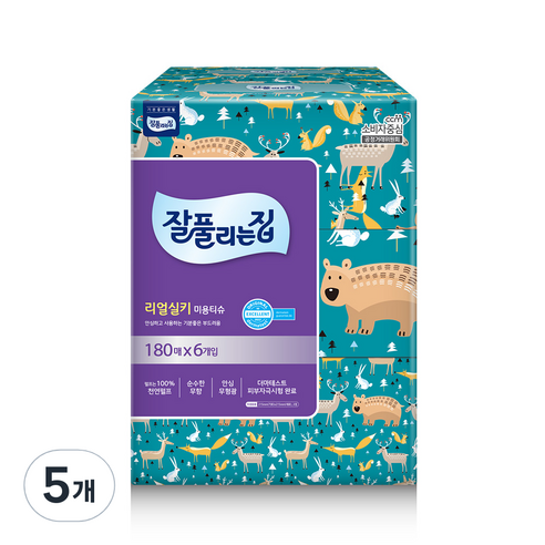 잘풀리는집 리얼 실키 미용티슈 2겹, 180매입, 30개