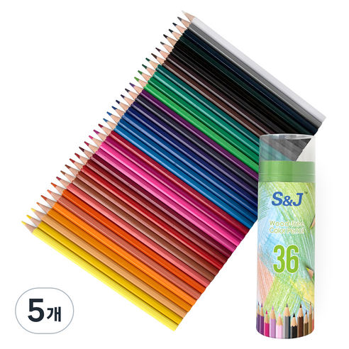 온비유 프리미엄 드로잉 색연필 17.5cm, 36색, 5개
