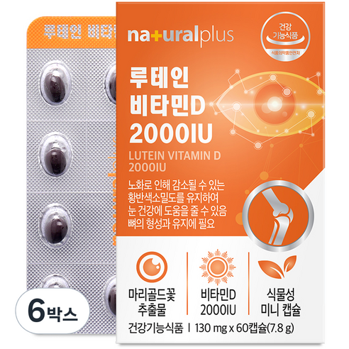 내츄럴플러스 루테인 비타민D 2000IU, 6박스, 7.8g