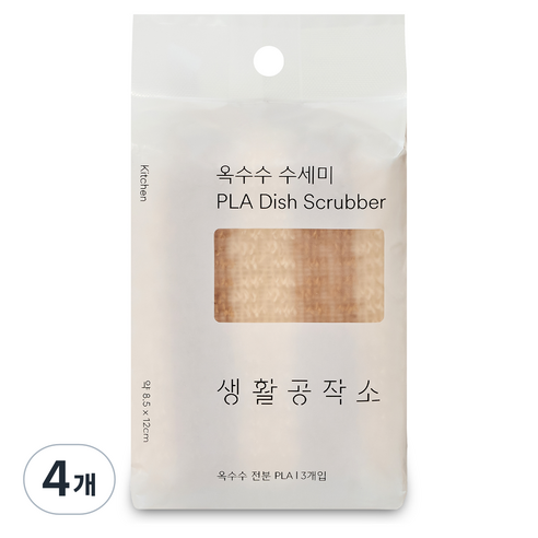 생활공작소 옥수수 수세미, 4개, 3개입