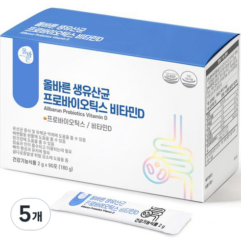 올바른 생유산균 프로바이오틱스 비타민D 90p, 180g, 5개