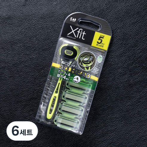 카이 남성용 일회용 면도기 세트 XF5-4BS5 Xfit 민감성피부용 슬림팩, 면도기 + 교체날 4p, 6세트