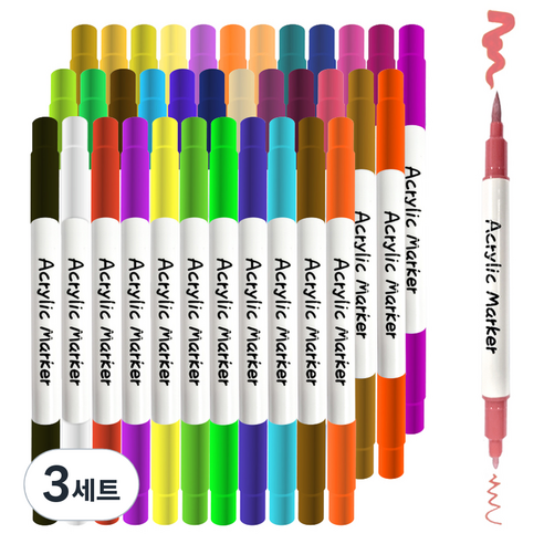 다다 듀얼팁 데코 브러쉬 아크릴 페인트 마카펜, 36색, 3세트