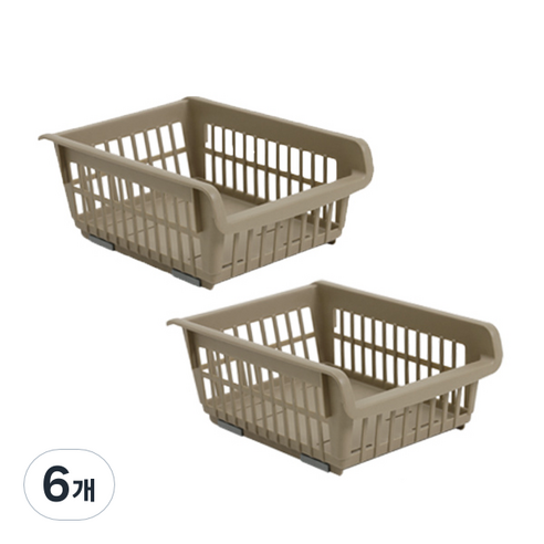 코지 스테커블 바스켓 S, 브라운, 6개