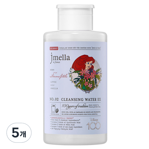 제이멜라 디즈니 100주년 에디션 인 프랑스 팜므파탈 클렌징 워터, 500ml, 5개