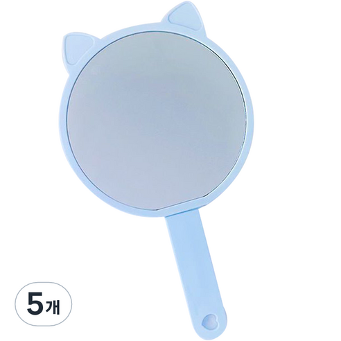 더블제이 브러쉬 2in1 일체형 고양이 손거울, 블루, 5개