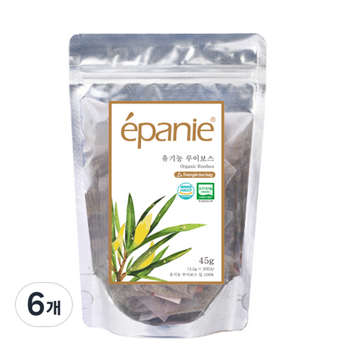 에빠니 유기농 루이보스차 삼각망 티백, 1.5g, 30개입, 6개