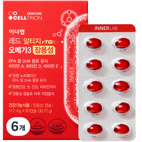 이너랩 셀트리온 레드 알티지 오메가3 장용성 30.72g, 6개
