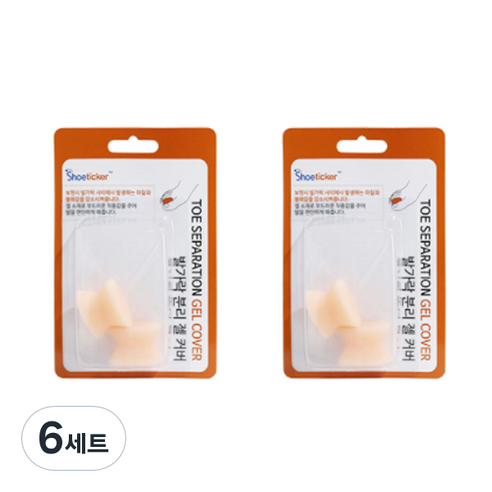 슈티커 발가락분리 젤 커버 왼발 + 오른발 세트, 6세트