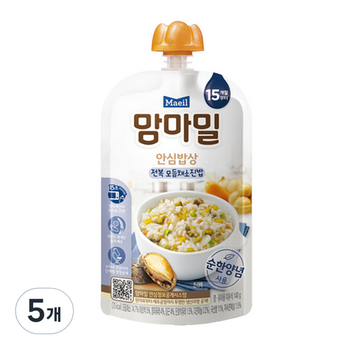 맘마밀 안심밥상 레토르트 이유식, 전복 모듬채소진밥, 140g, 5개