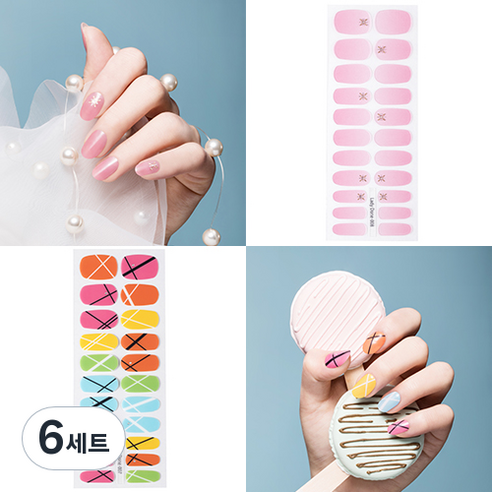 레이디던 UV 젤 네일 스티커 2p + 미니파일 2p, NO 007, NO 008, 6세트