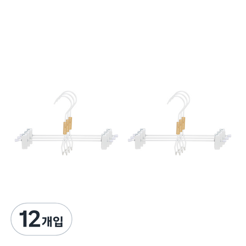 모노플랫 원목 포인트 집게 옷걸이, 화이트  + 우드, 12개