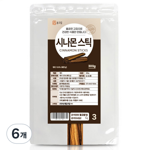 윤고집 시나몬 스틱, 300g, 6개