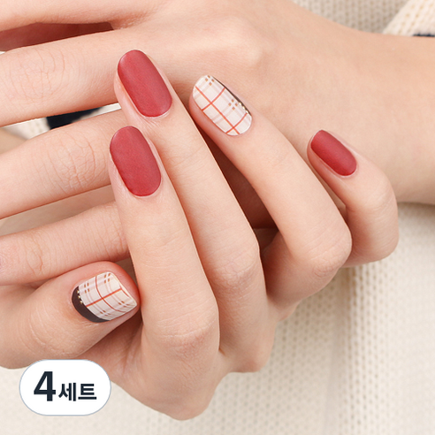 말랑 리얼 젤 네일스티커, 어텀체크, 4개