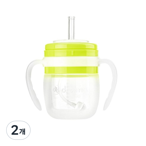 드라마 실리콘 빨대물병, 200ml, 2개, 라임
