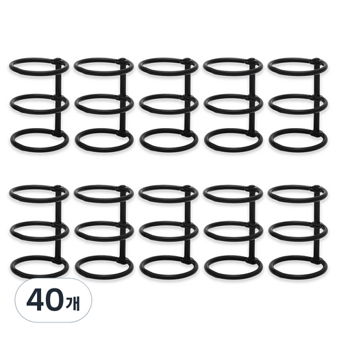 코히모 3공 다꾸 메탈 바인더링 25mm 4W139, 블랙, 40개