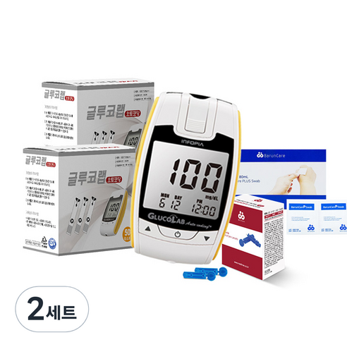 오상헬스케어 글루코랩 혈당측정기 세트, 2개