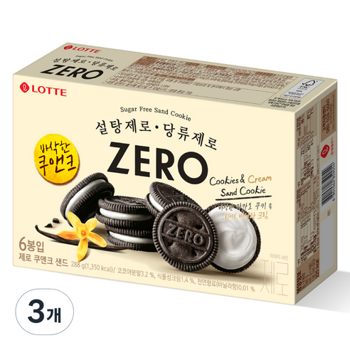 롯데제로 쿠앤크 샌드, 3개, 288g