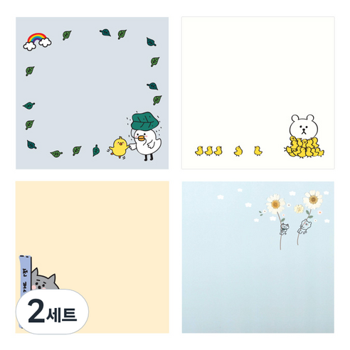 톡톡팬시 캐릭터 떡 메모지 4종 세트, 혼합 색상, 2세트
