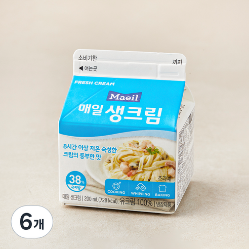 매일유업 생크림, 200ml, 6개