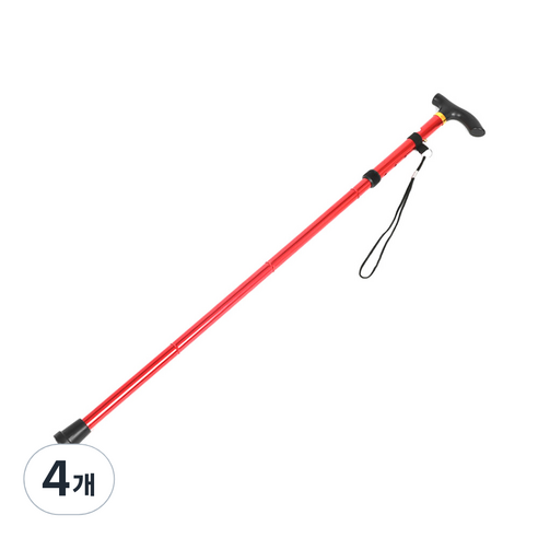 DM 알럽홈 심플 다용도 접이식 지팡이, 레드, 4개
