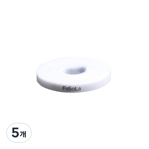히키스 케이블 전선 정리 벨크로 테이프 화이트 5m, 5개