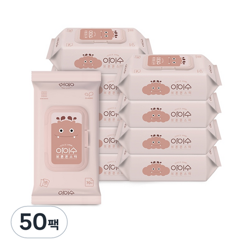 아이수 저자극 브론 몬스터 물티슈 캡형 65평량, 70매, 50세트