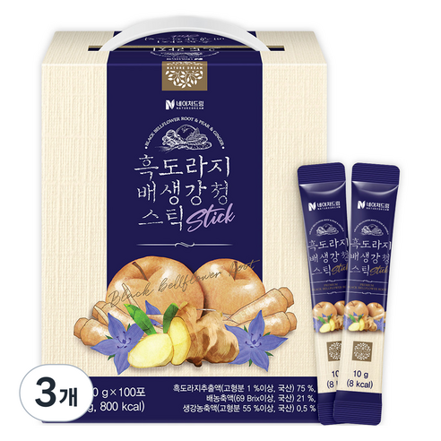 네이처드림 흑도라지 배 생강청 스틱 100p, 1kg, 3개