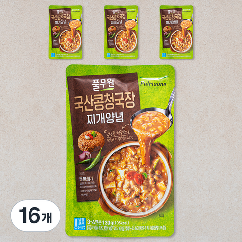 풀무원 국산콩청국장 찌개양념 3~4인분, 130g, 16개
