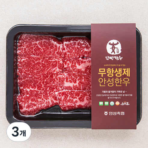 안성한우 무항생제 인증 1++등급(7) 모듬구이 구이용 (냉장), 200g, 3개