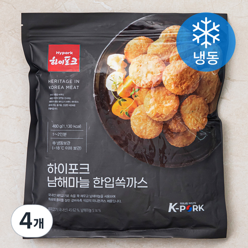 하이포크 남해마늘 한입쏙까스 (냉동), 480g, 4개