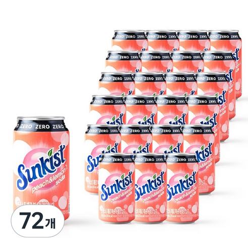 썬키스트 제로 복숭아레몬 소다, 355ml, 72개