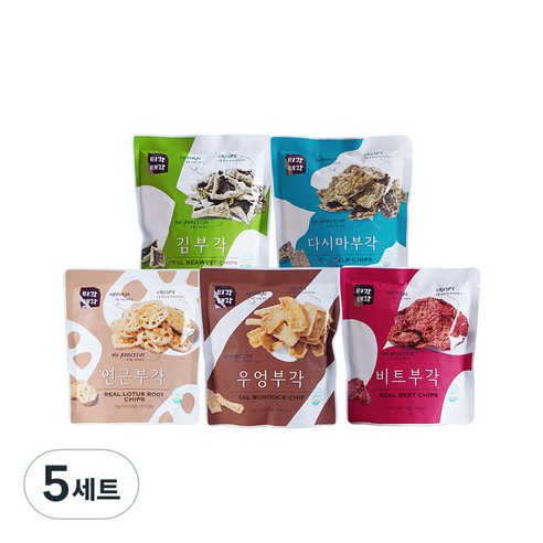 티각태각 김 + 다시마 + 연근 + 우엉 + 비트 부각 세트, 5세트, 30g