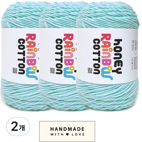 니뜨 허니레인보우코튼 뜨개실 100g x 3p + 코튼라벨 바코드 세트, 304클라우드, 2개