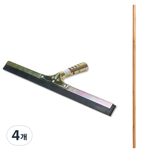 크린메이트 바닥 물기제거 고무 물밀대 스펀지 이중 스퀴지 고무날 55cm + 봉 세트, 4개