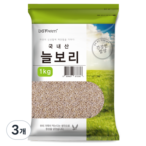 대구농산 국산 늘보리쌀, 1kg, 3개