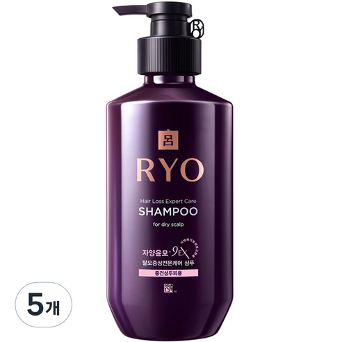 려 자양윤모 9EX 한방샴푸 오리엔탈 허벌향 중건성두피용, 400ml, 5개