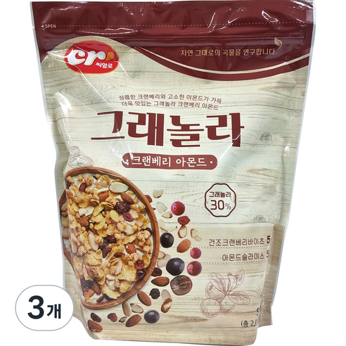 씨알로 그래놀라 크랜베리 아몬드, 500g, 3개