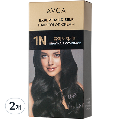 아브카 엑스퍼트 순한 셀프 염색 새치 전용 염모제, 블랙, 2개