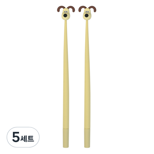 핑크풋 3000 월레스와 그로밋 흔들이 중성펜 2p 세트, 베이지, 5세트