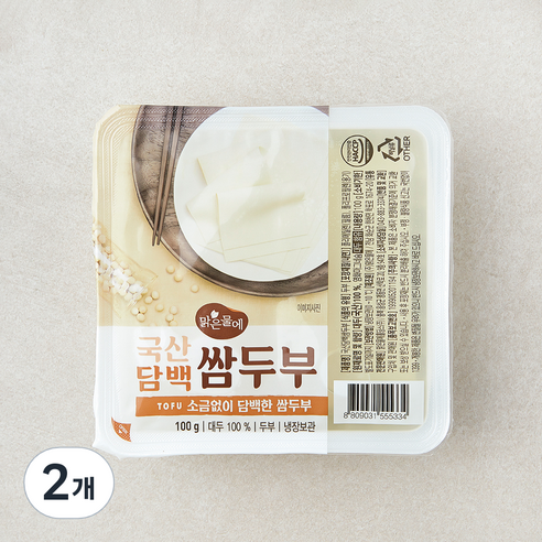 맑은물에 국내산 담백 쌈두부, 100g, 2개
