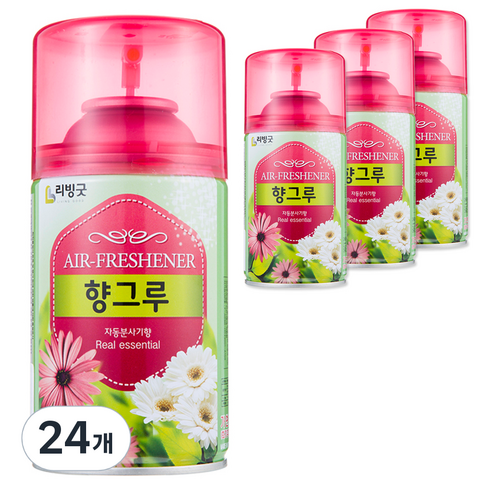 리빙굿 향그루 캔 자동분사기 유자향 방향제 본품, 280ml, 24개, 과일/트로피칼향