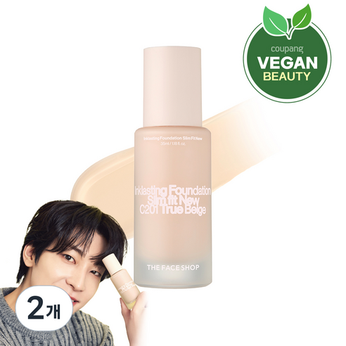 더페이스샵 잉크래스팅 파운데이션 슬림핏 뉴 35ml, C201 NUTURAL 아이보리, 2개