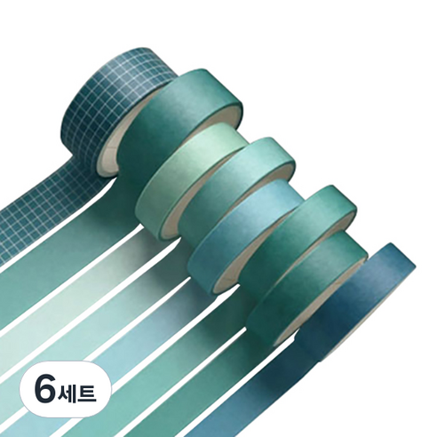 미빌 문구 베이직 패턴 마스킹 테이프 8종 세트, 오션, 6세트