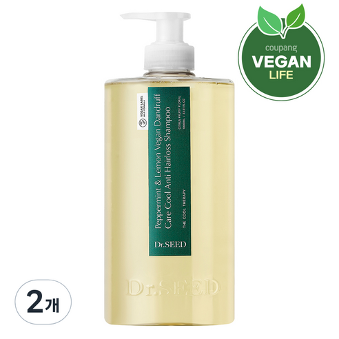 닥터시드 페퍼민트 앤 레몬 비건 비듬케어 쿨 탈모 샴푸, 1000ml, 2개
