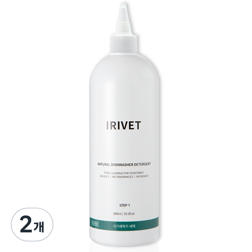 아이리벳 1종 식기세척기 액체 세제, 600ml, 2개