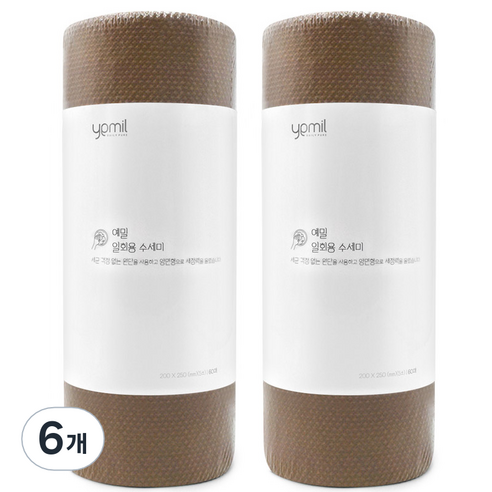 예밀 뜯어쓰는 일회용 수세미 롤형 60p, 브라운, 60개, 6개