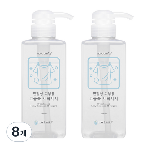 아토컴피 민감성 피부용 고농축 세탁 세제 본품, 500ml, 8개