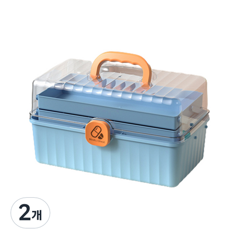 아리코 다용도 3단 구급상자 블루 M, 2개